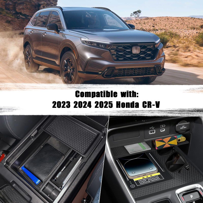 Neepiar 2PCS Center Console Organizer Tray and Armrest Storage Box Compatible with 2025 2024 2023 Honda CR-V Accessories Insert Secondary Storage Box with ABS Material - Image 2